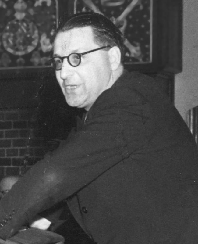 Jean Meynaud, who served as IPSA's second Executive Secretary from 1950 to 1955, delivers a speech at the 1952 IPSA Congress of Political Science in The Hague, Netherlands